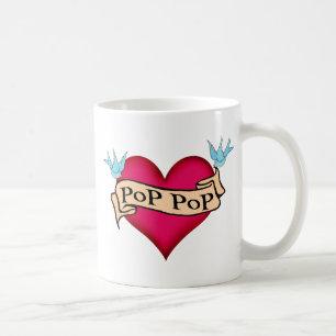 Pop Pop - Custom Heart Tattoo T-shirts & Gifts Coffee Mug