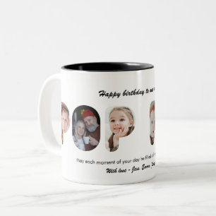 Pop Pop Custom Photo Collage Personalised Grandpa Two-Tone Coffee Mug