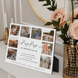 Pop Pop Definition Script Photo Collage Keepsake Plaque