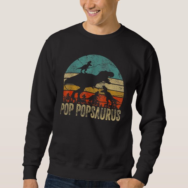 Pop Pop Dinosaur Pop Popsaurus 3 Two Kids Christma Sweatshirt (Front)