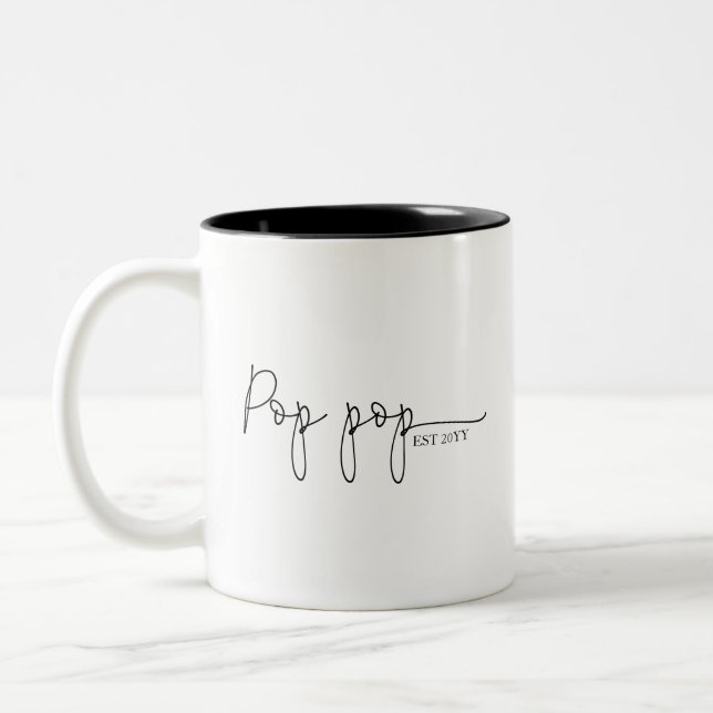 Pop pop Established | Grandpa Gift  Two-Tone Coffee Mug (Left)
