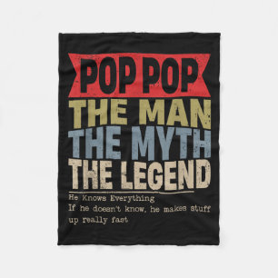 Pop Pop Retro Fathers Day Fleece Blanket
