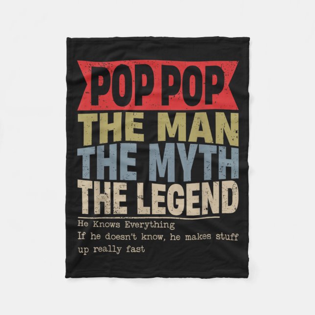 Pop Pop Retro Fathers Day Fleece Blanket (Front)