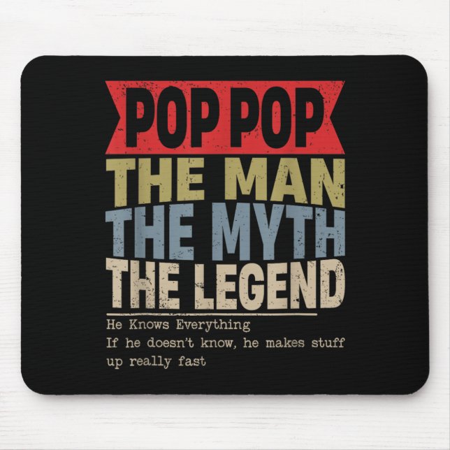 Pop Pop Retro Fathers Day Mouse Mat (Front)