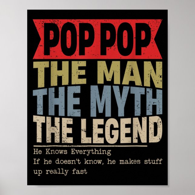 Pop Pop Retro Fathers Day Poster (Front)