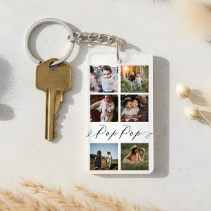 Pop Pop Script   Grandchildren Photo Grid Collage Key Ring