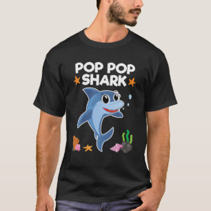 Pop Pop Shark Grandma Grandpa Birthday Gift T-Shirt