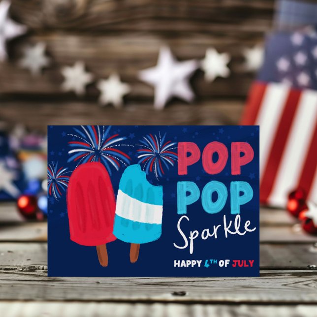 Pop Pop Sparkle Patriotic 4th of July Celebration Invitation (Creator Uploaded)