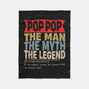 Pop pop the man the myth the legend retro father's fleece blanket