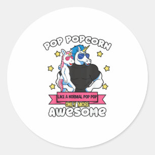 Pop Popcorn 1 Kid Father's Day Pop Pop Unicorn Gra Classic Round Sticker