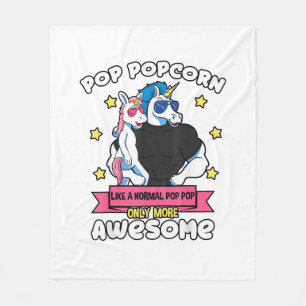 Pop Popcorn 1 Kid Father's Day Pop Pop Unicorn Gra Fleece Blanket