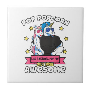 Pop Popcorn 1 Kid Father's Day Pop Pop Unicorn Gra Tile