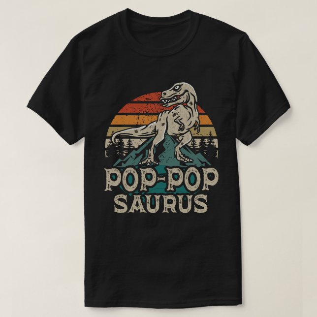 Pop-popsaurus Dinosaur Grandpa Saurus Fathers Day T-Shirt (Design Front)