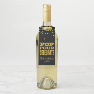Pop Pour Celebrate   Faux Gold Glitter Bottle Tag