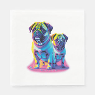Pop Pugs in Pink  Napkin