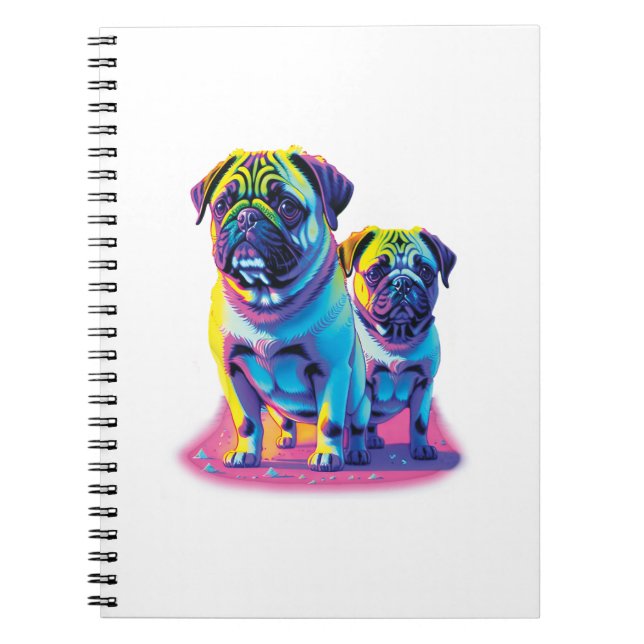 Pop Pugs in Pink  Notebook (Front)