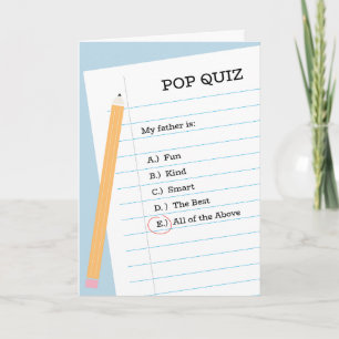 Pop Quiz Father's Day Folded Greeting Card