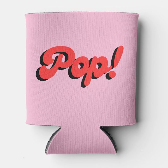Pop! Red and Pink Koozie Can Cooler (Front)