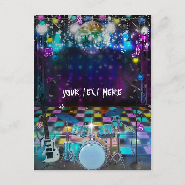 Pop Rock Star Birthday Dance Party Thank You Postcard (Front)