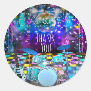 POP Rock STAR DANCE PARTY Birthday Musical Favour Classic Round Sticker