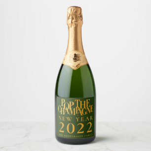 Pop Sparkling Wine New Year Bottle Label Sticker S
