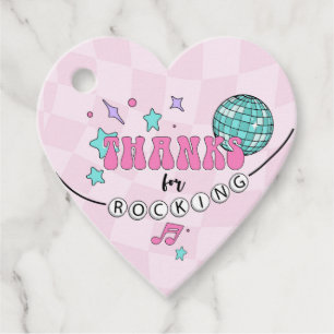 Pop Star Birthday Heart Favour Thank you Tag