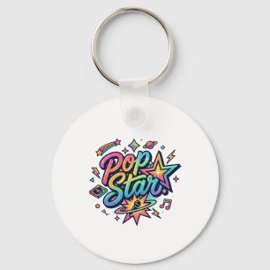 Pop Star Funny Popcorn Graphic T-Shirt Key Ring