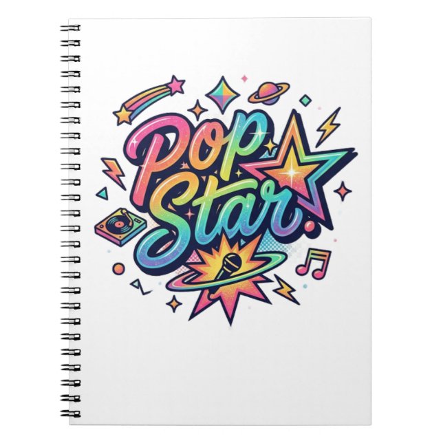 Pop Star Funny Popcorn Graphic T-Shirt Notebook (Front)