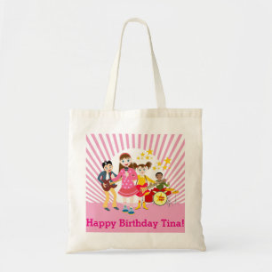 Pop star girl birthday party tote bag