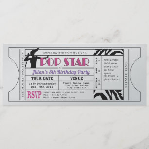Pop Star Girls Vintage Ticket Birthday Invite