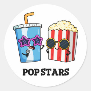 Pop Stars Funny Snack Pun  Classic Round Sticker