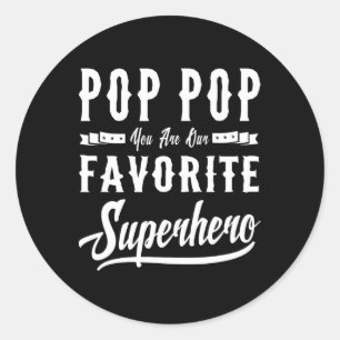 Pop Superhero Fathers Day Gifts Dad Grandpa Men Classic Round Sticker
