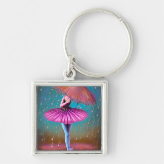 Pop Surrealism Umbrella Rain Ballerina Key Ring