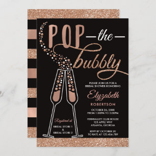 Pop The Bubbly Bridal Shower Invite, Faux Gold Invitation