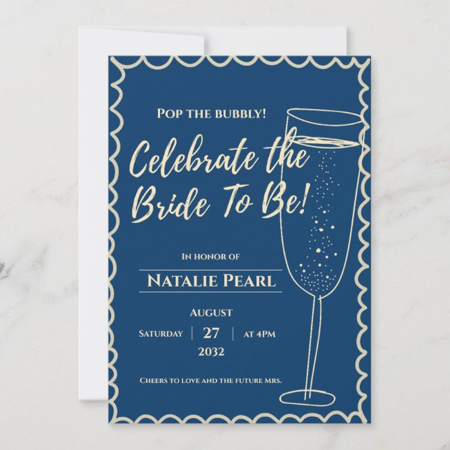 Pop the Bubbly Champagne Theme Bridal Shower  Invitation (Front)