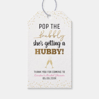 Pop the Bubbly, Hubby Bridal Shower Thank You Gift Tags