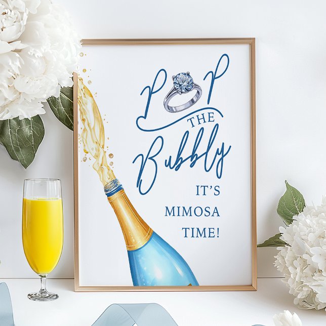 Pop the Bubbly Mimosa Bar Bridal Shower Sign (Fun Mimosa Bridal Shower Sign)