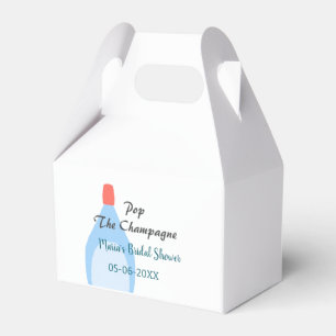 Pop the Champagne blue bridal shower add name date Favour Box
