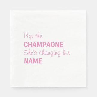 Pop the champagne bridal cocktail napkins - pink