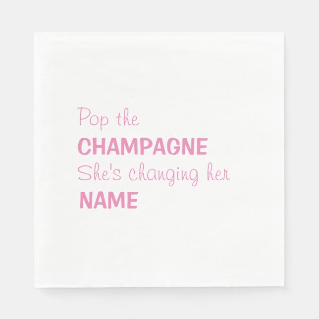 Pop the champagne bridal cocktail napkins - pink (Front)