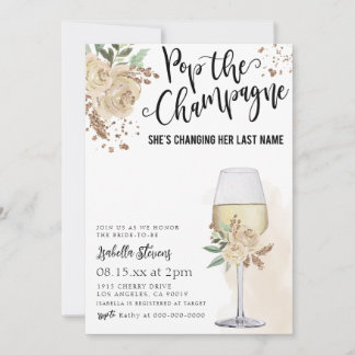 Pop The Champagne Bridal Shower Invitation