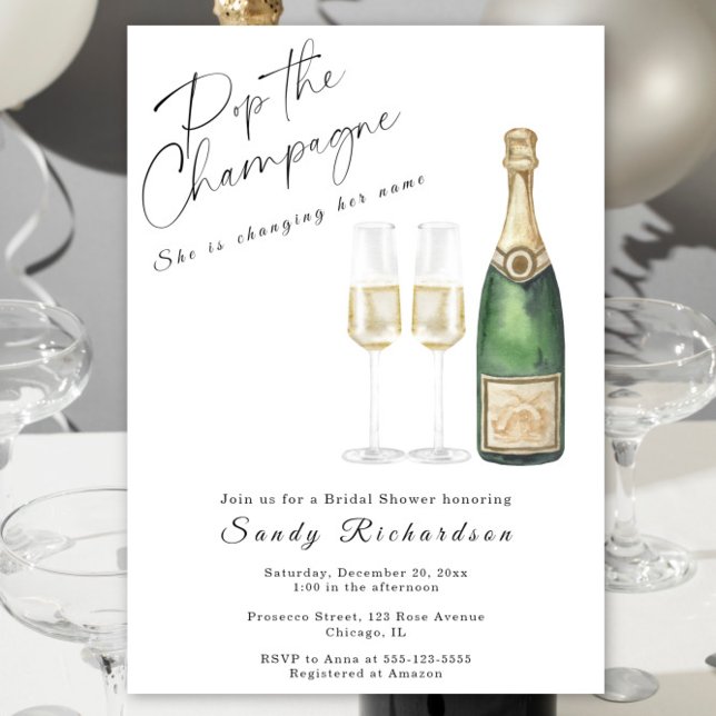 Pop the Champagne Bridal Shower Invitation (Creator Uploaded)