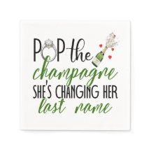 Pop the Champagne Engagement Paper Napkin