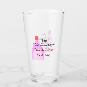 Pop the Champagne pink bridal shower add name date Glass