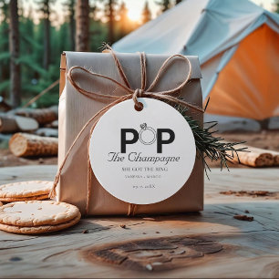 Pop The champagne she got the ring engagement part Favour Tags