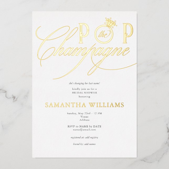 Pop The Champagne Simple Script Bridal Shower (Front)