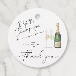 Pop the Champagne - thank you bridal shower Favour Tags