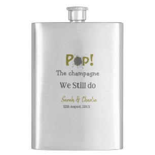 Pop the champagne we still do gold grey couple nam hip flask