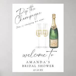 Pop the champagne Welcome bridal shower party Poster