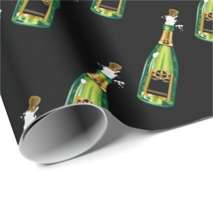 Pop the cork New Years Eve party tiled wrap Wrapping Paper